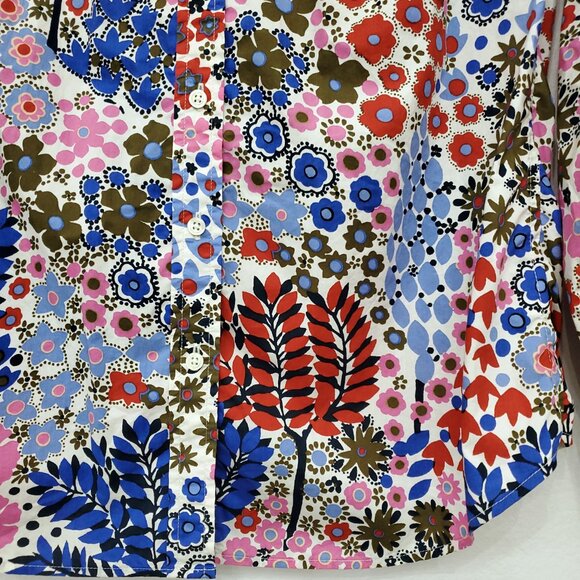 Talbots Classic Casual Button Down Shirt Floral Happy Forest Print Women's Small - Picture 5 of 12